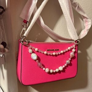 Michael Kors Pink Shoulder Bag or crossbody bag w/bling charm🩷🩷